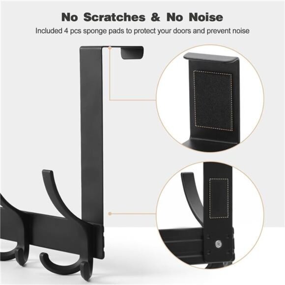 Over The Door Hooks Towel Rack Hanger 5 Triple Coat Hooks Bathroom Organizer - Picture 4 of 7